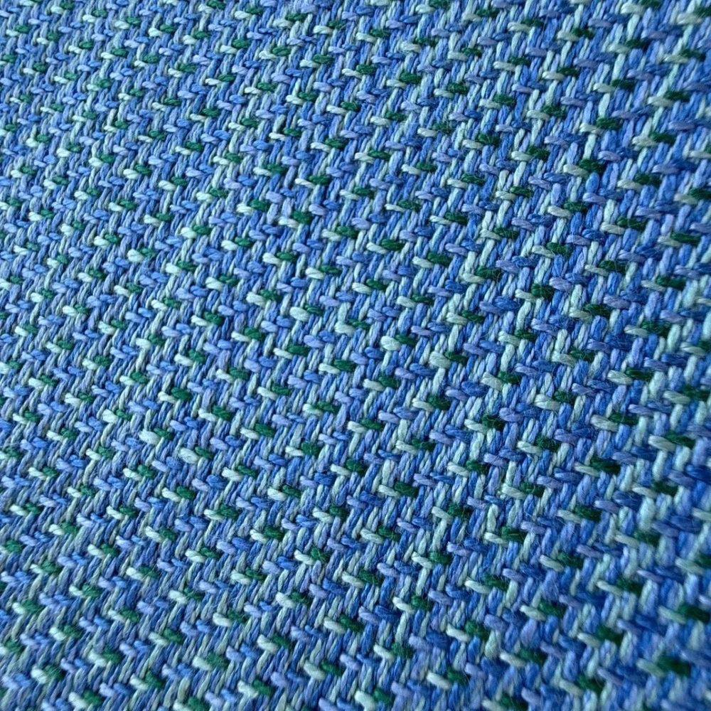 Set of 4 Woven Blue Green Placemats Rectangular Textured Table Linens 19x14
